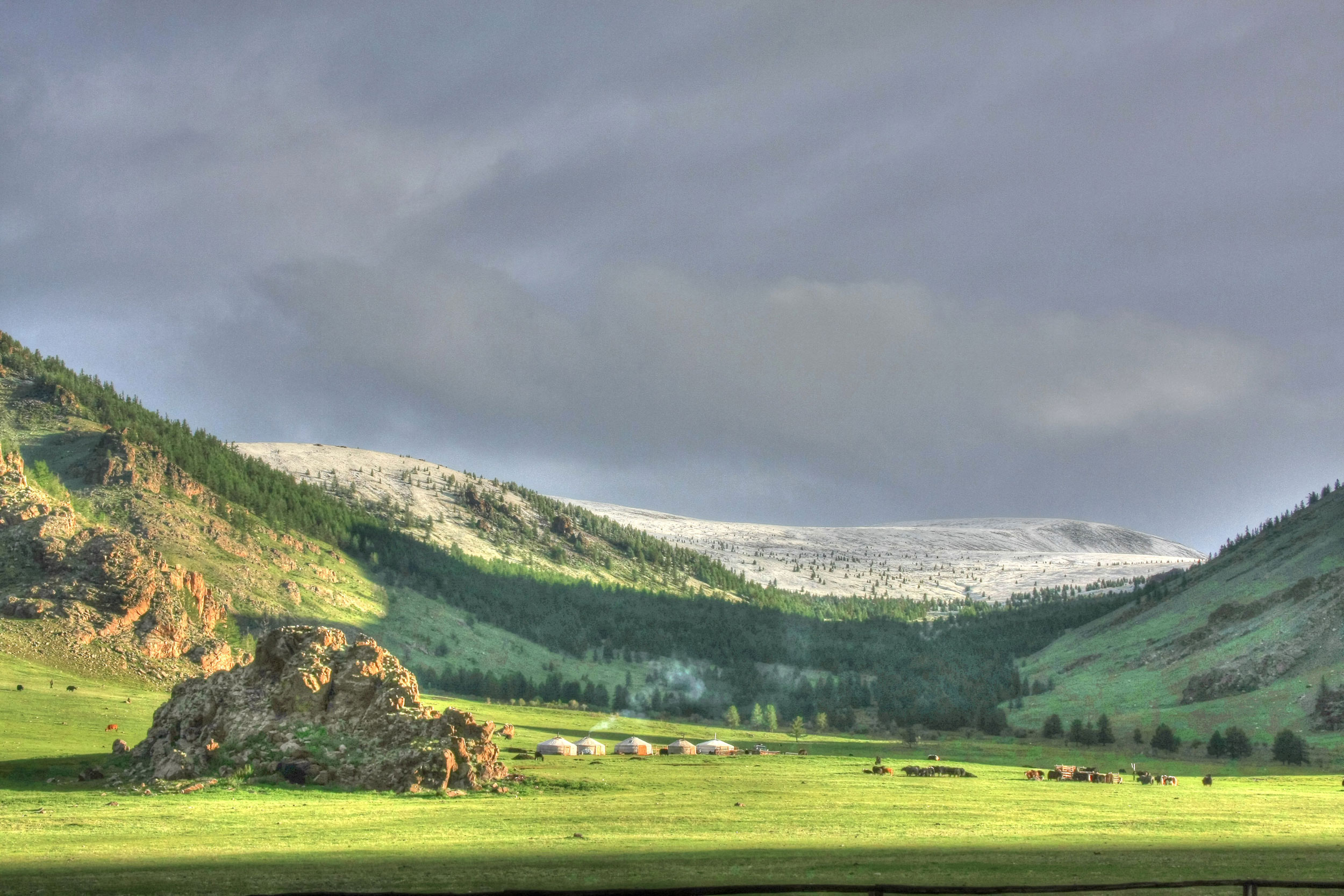 Snow in summer of Mongolia