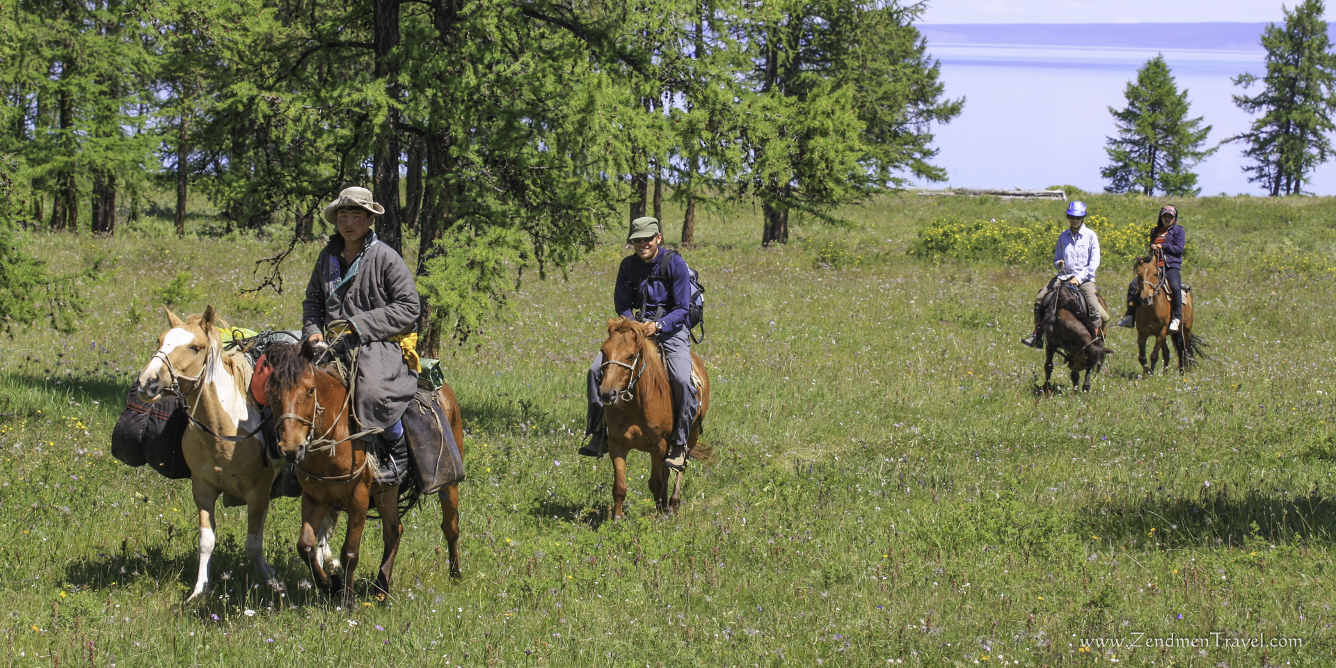 Horse riding around Khovsgol lake