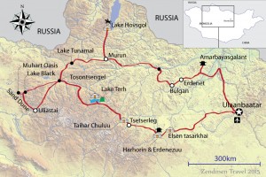 Map of Northern Mongolia Trip