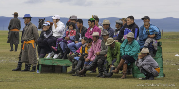 Locals watching Mongolian wrestling